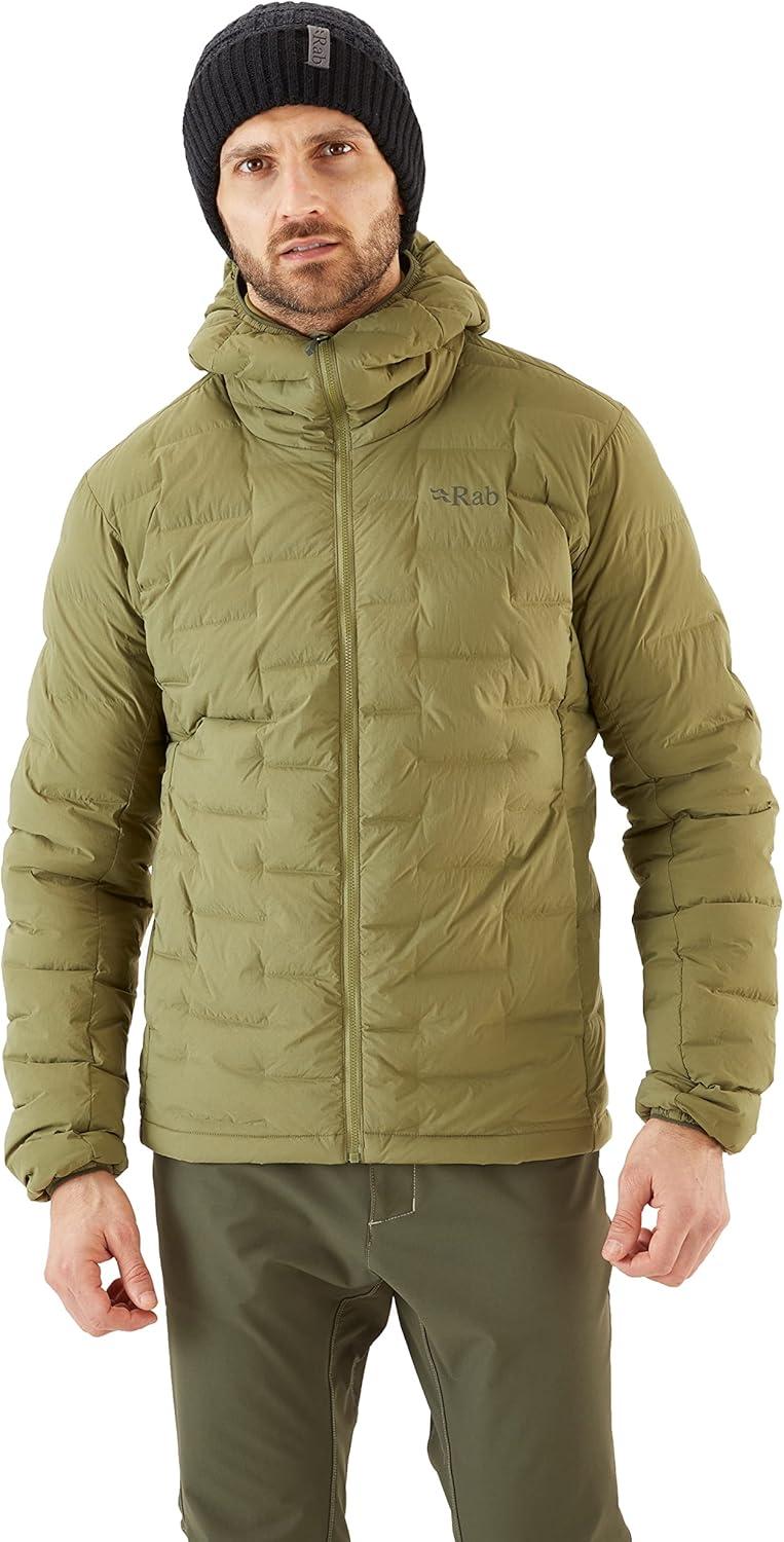 imageRab Mens Cubit Stretch Down Hoody Lightweight Down Jacket for Trekking Climbing ampamp SkiingChlorite Green