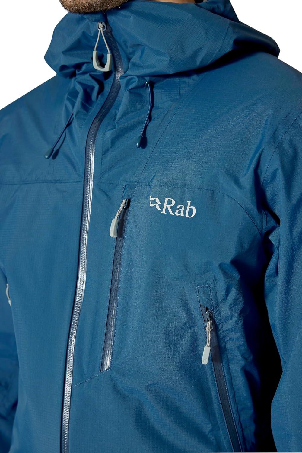 imageRab Mens Downpour Mountain Jacket Lightweight Waterproof Hooded Coat for Hiking ampamp TrekkingTempest Blue