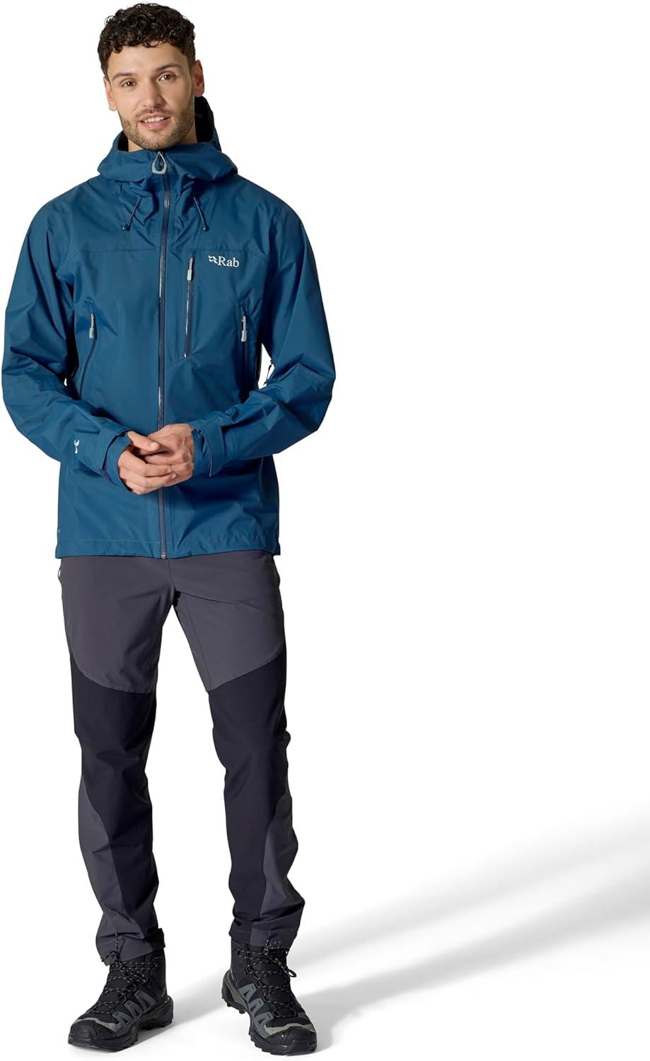 imageRab Mens Downpour Mountain Jacket Lightweight Waterproof Hooded Coat for Hiking ampamp TrekkingTempest Blue