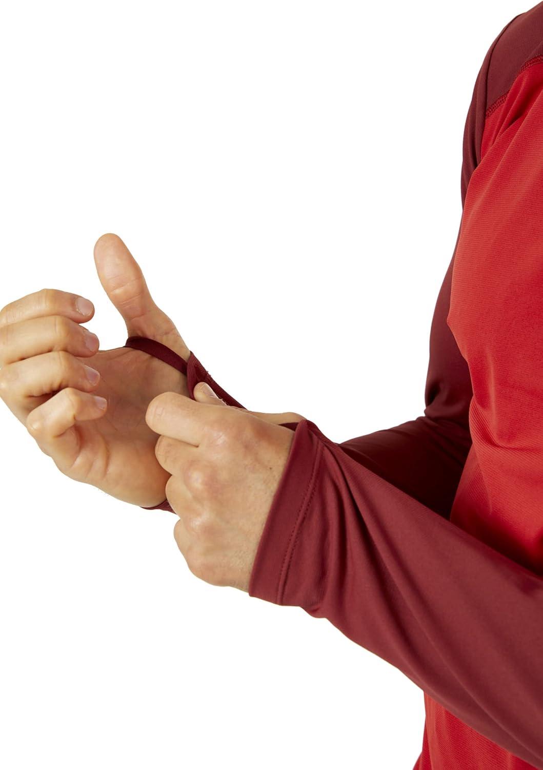 imageRab Mens Force Hoody Lightweight LongSleeve Hooded Baselayer Shirt for Hiking Climbing ampamp Trail RunningAscent RedOxblood Red