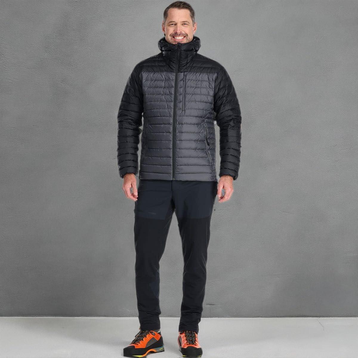 imageRab Mens Microlight Alpine 700Fill Down Hooded Puffer Jacket for Hiking ampamp SkiingBlackGraphene