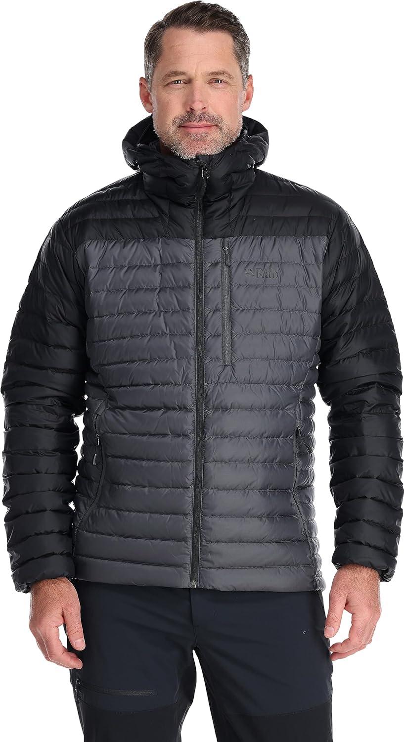 imageRab Mens Microlight Alpine 700Fill Down Hooded Puffer Jacket for Hiking ampamp SkiingBlackGraphene