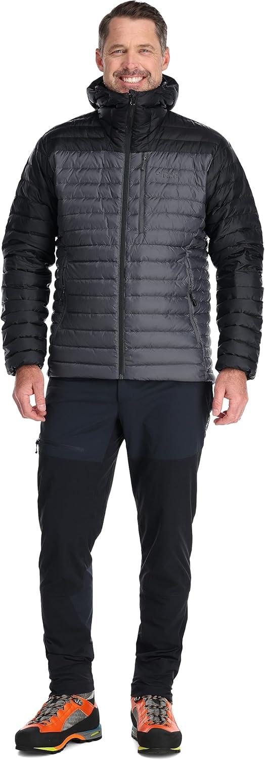 imageRab Mens Microlight Alpine 700Fill Down Hooded Puffer Jacket for Hiking ampamp SkiingBlackGraphene