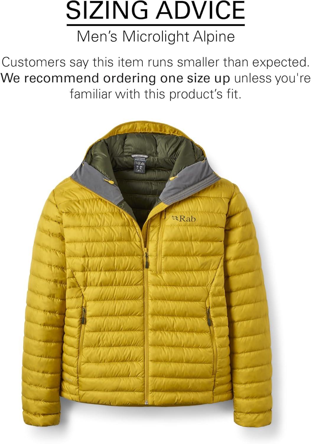 imageRab Mens Microlight Alpine 700Fill Down Hooded Puffer Jacket for Hiking ampamp SkiingDark Pollen