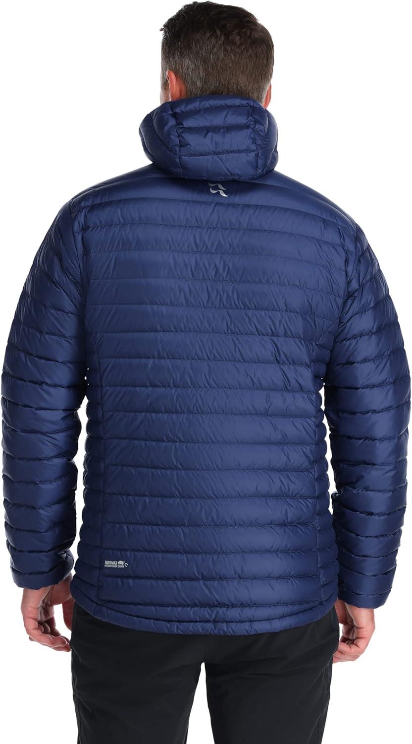 imageRab Mens Microlight Alpine 700Fill Down Hooded Puffer Jacket for Hiking ampamp SkiingDeep Ink Marmalade