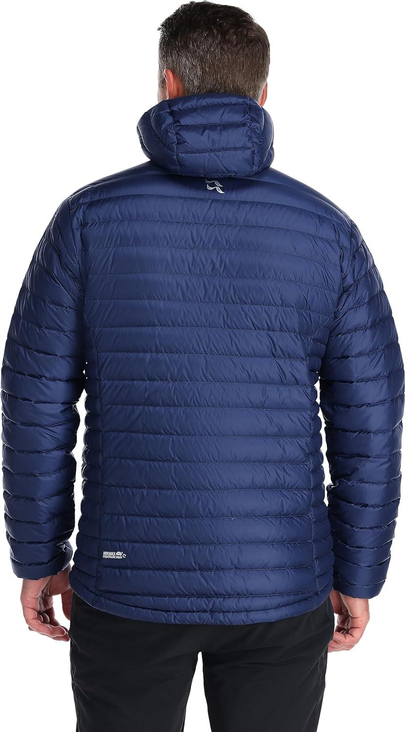 imageRab Mens Microlight Alpine 700Fill Down Hooded Puffer Jacket for Hiking ampamp SkiingDeep Ink Marmalade