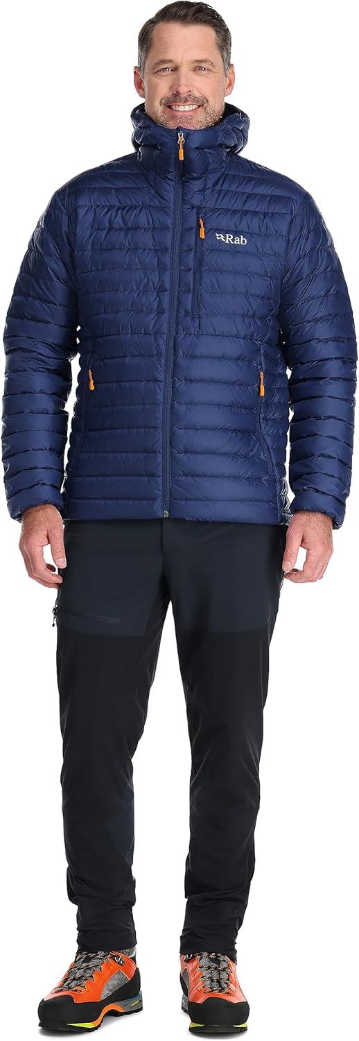 imageRab Mens Microlight Alpine 700Fill Down Hooded Puffer Jacket for Hiking ampamp SkiingDeep Ink Marmalade