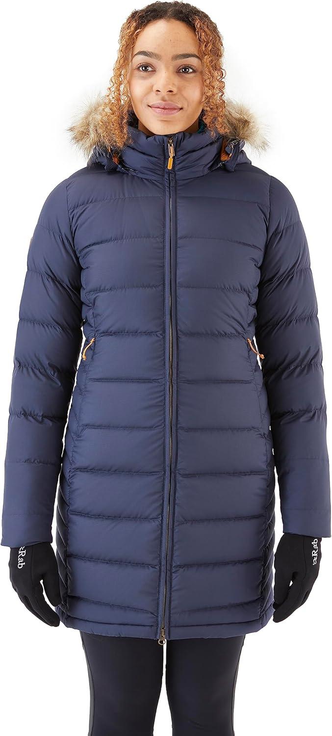 imageRab Womens Deep Cover 700Fill Long Down Parka Winter Coat for Hiking ampamp ApresSkiDeep Denim