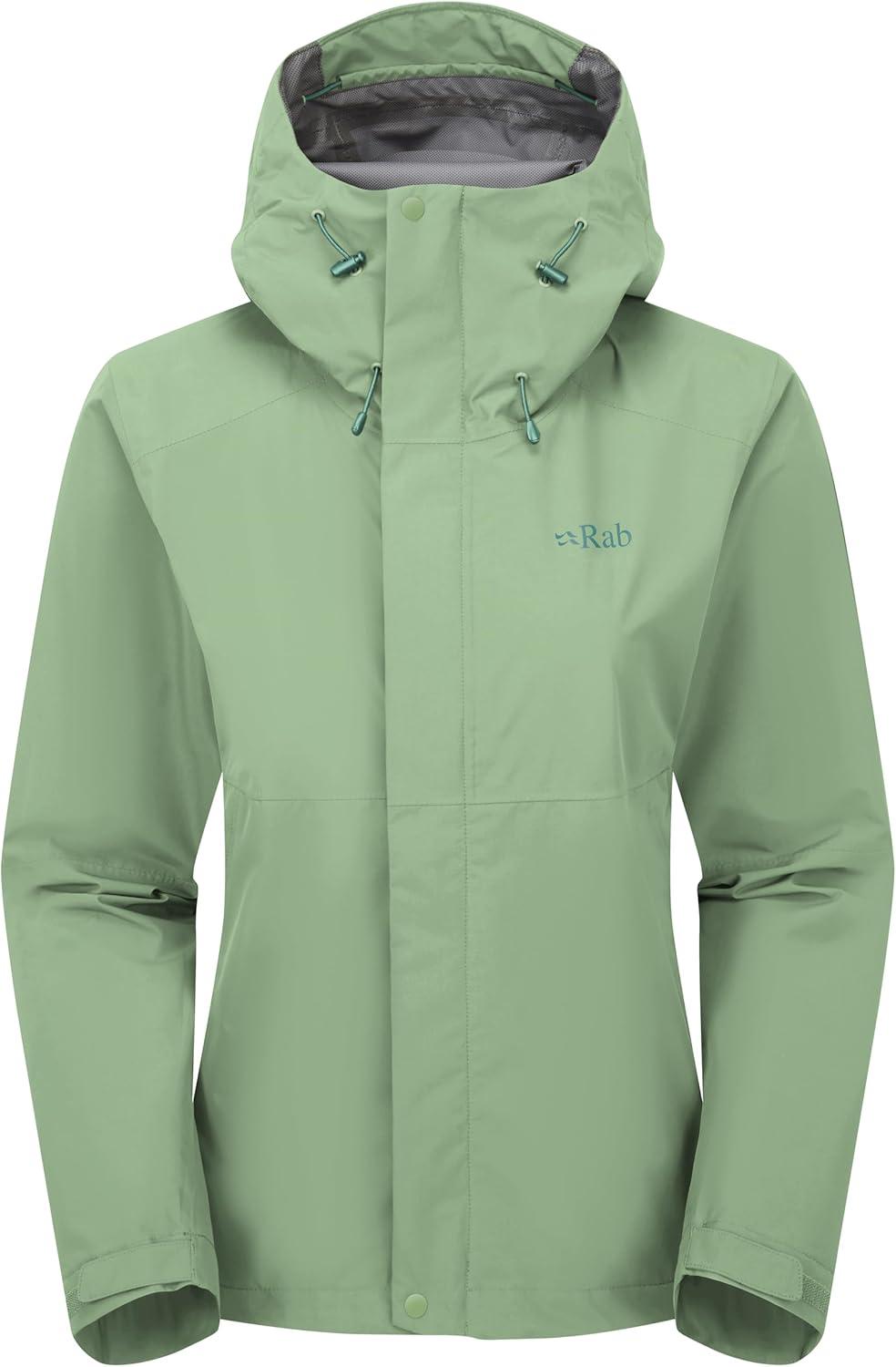 imageRab Womens Downpour Jacket Lightweight Waterproof Hooded Coat for Hiking ampamp TrekkingFig Green