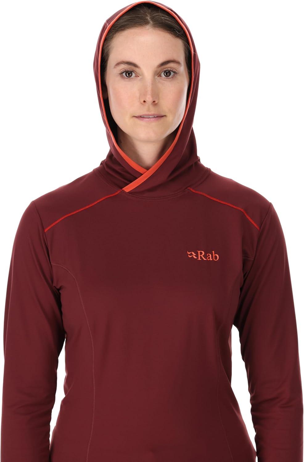 imageRab Womens Force Hoody Lightweight LongSleeve Hooded Baselayer Shirt for Hiking Climbing ampamp Trail RunningDeep Heather