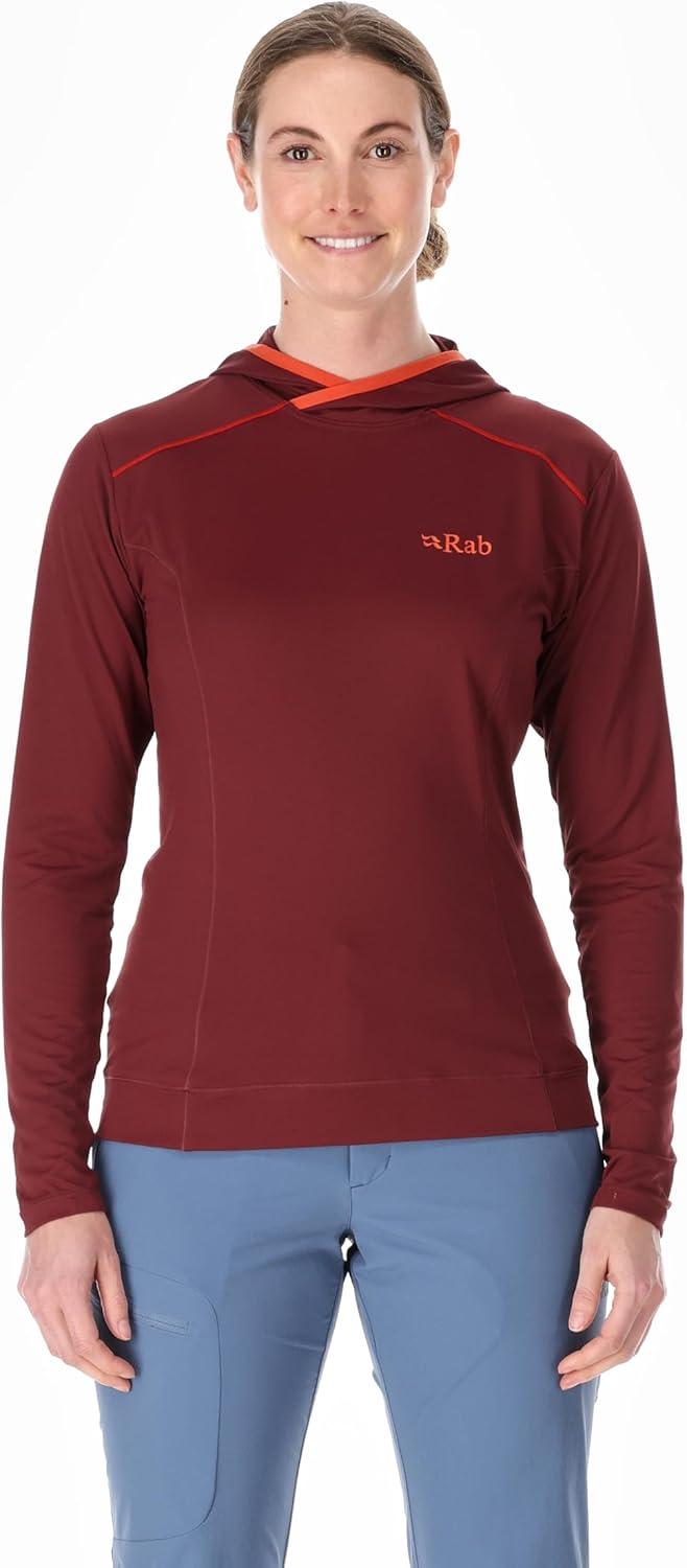 imageRab Womens Force Hoody Lightweight LongSleeve Hooded Baselayer Shirt for Hiking Climbing ampamp Trail RunningDeep Heather