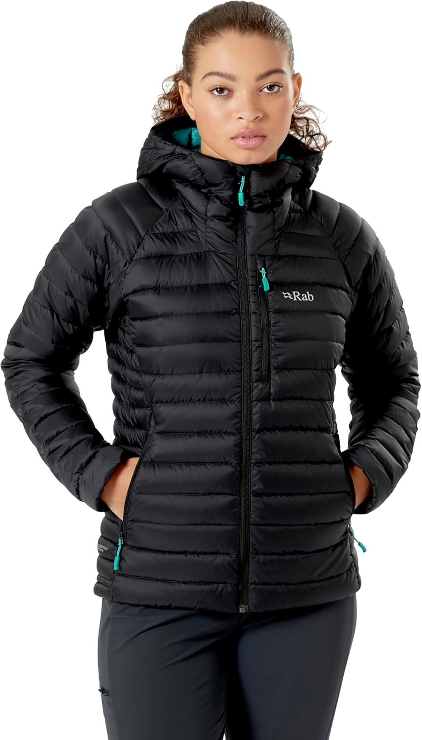 imageRab Womens Microlight Alpine 700Fill Down Hooded Puffer Jacket for Hiking ampamp SkiingBlack