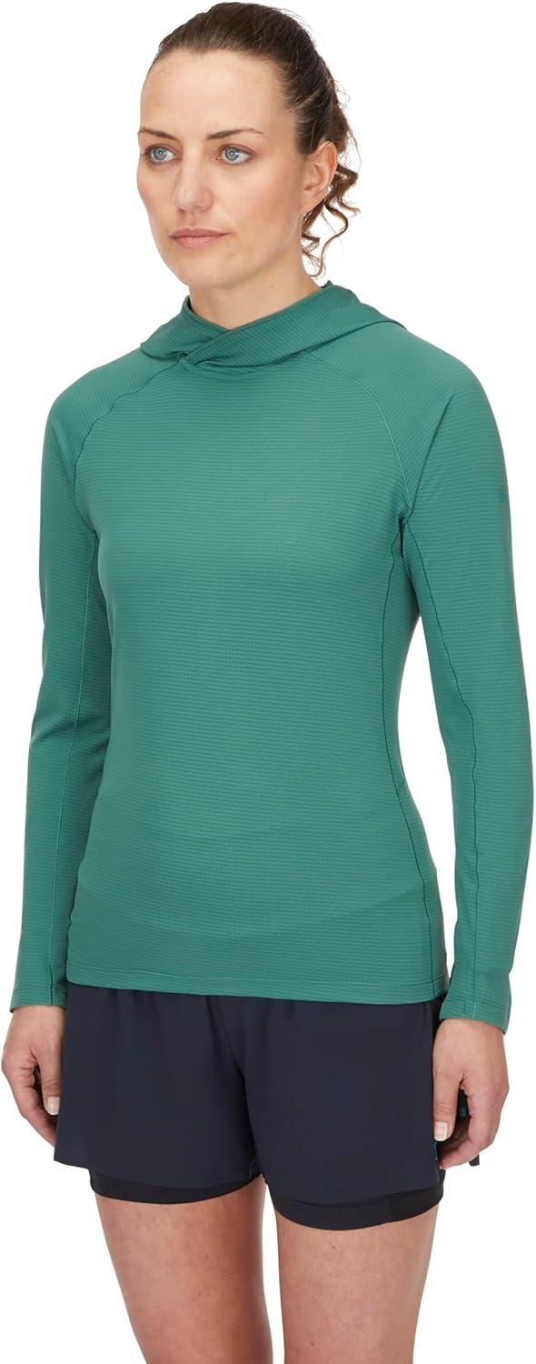 imageRab Womens Sonic Hoody Lightweight Breathable Baselayer Shirt for Hiking ampamp Trail RunningEucalyptus