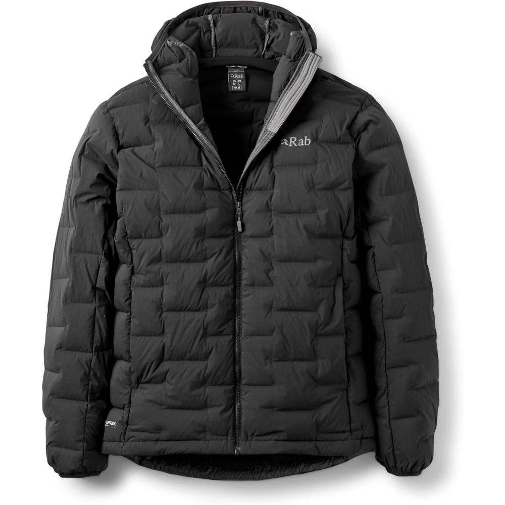 imageRab Mens Cubit Stretch Down Hoody Lightweight Down Jacket for Trekking Climbing ampamp SkiingBlack