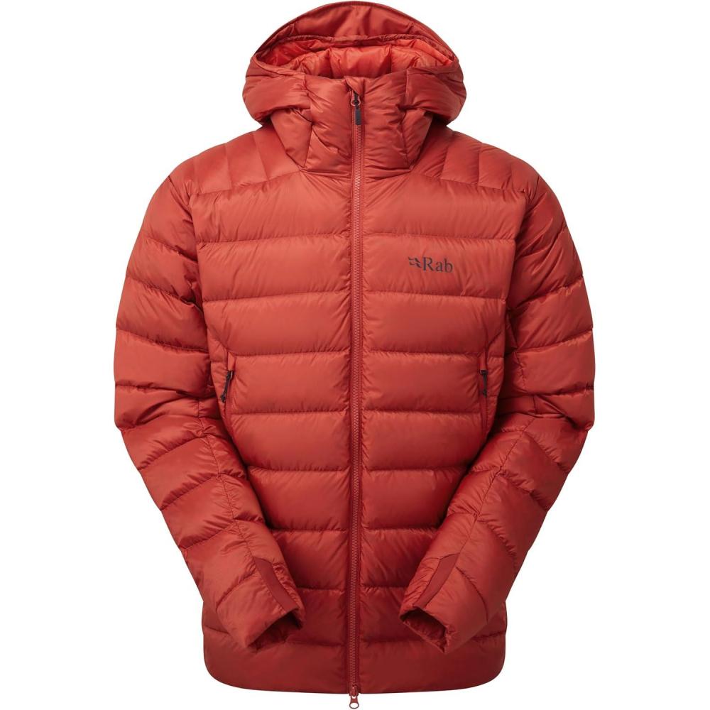 imageRab Mens Electron Pro 800Fill Down Hooded Jacket for Climbing ampamp MountaineeringTuscan Red