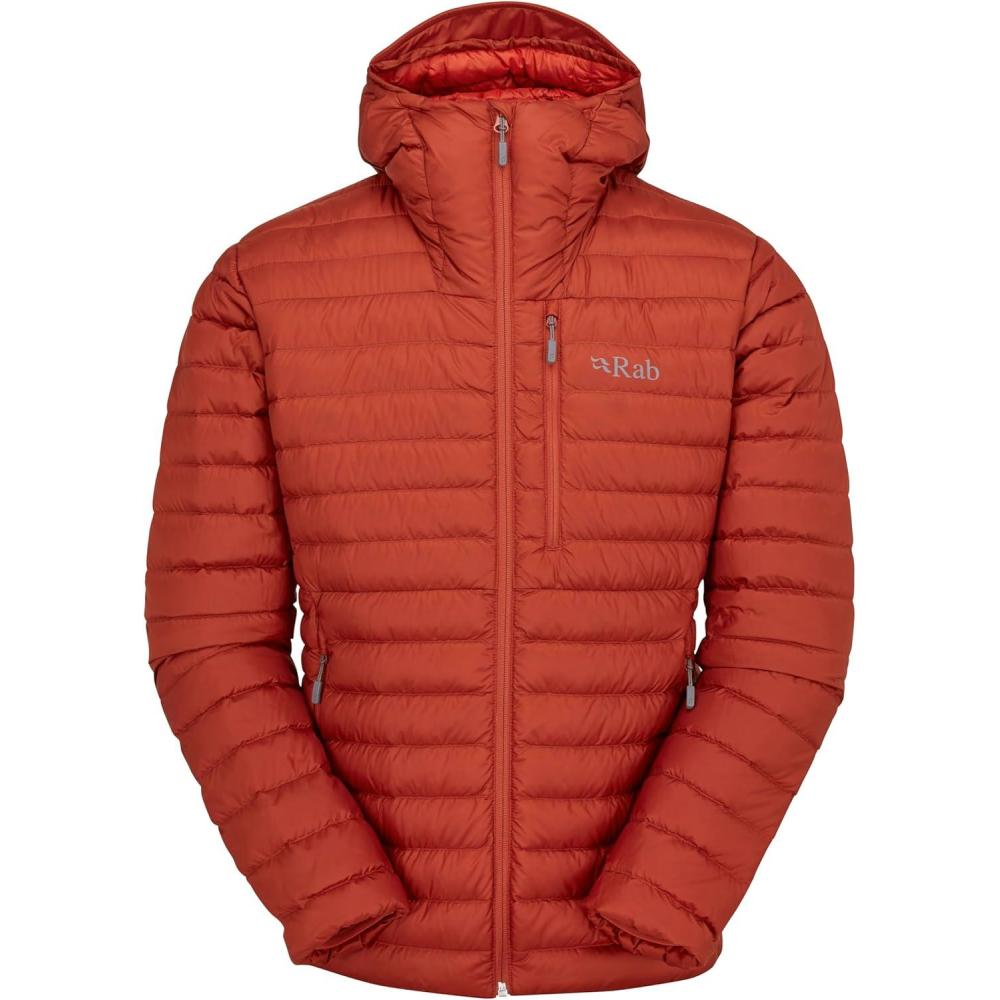 imageRab Mens Microlight Alpine 700Fill Down Hooded Puffer Jacket for Hiking ampamp SkiingTuscan Red
