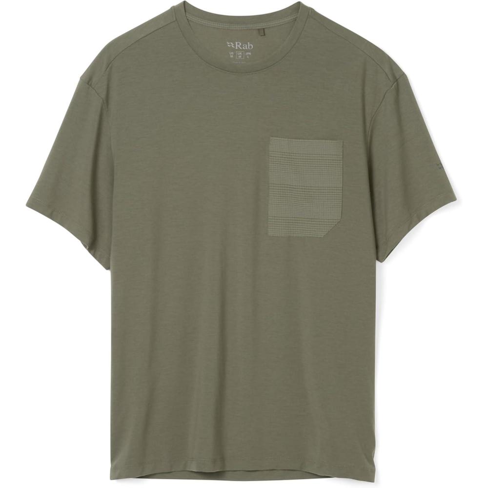 imageRab Mens Rivelin Pocket Tee  Lightweight ShortSleeve TShirt for Hiking ampamp ClimbingLight Khaki