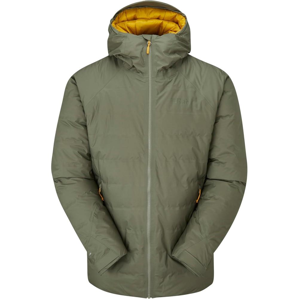 imageRab Mens Valiance Down Jacket  Waterproof Windproof Warm Down Coat for Climbing ampamp MountaineeringLight Khaki