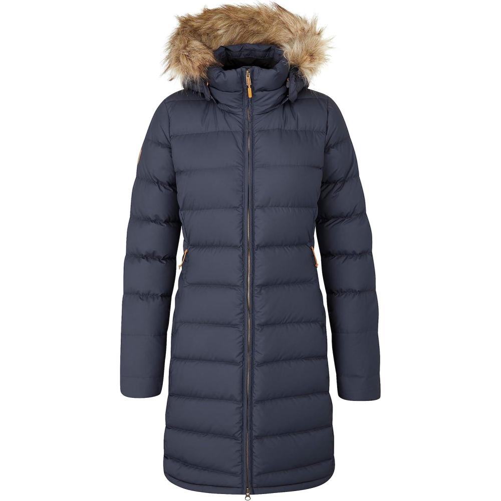 imageRab Womens Deep Cover 700Fill Long Down Parka Winter Coat for Hiking ampamp ApresSkiDeep Denim