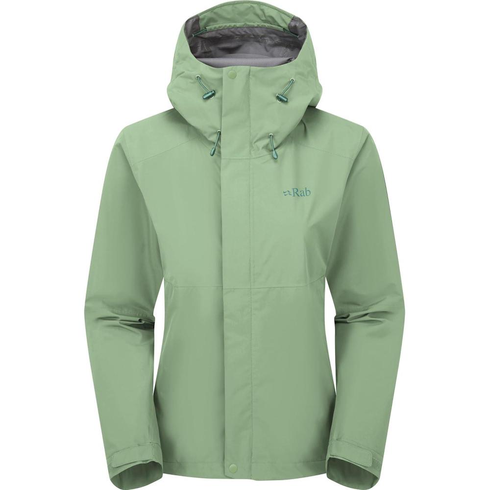 imageRab Womens Downpour Jacket  Lightweight Waterproof Hooded Coat for Hiking ampamp TrekkingFig Green