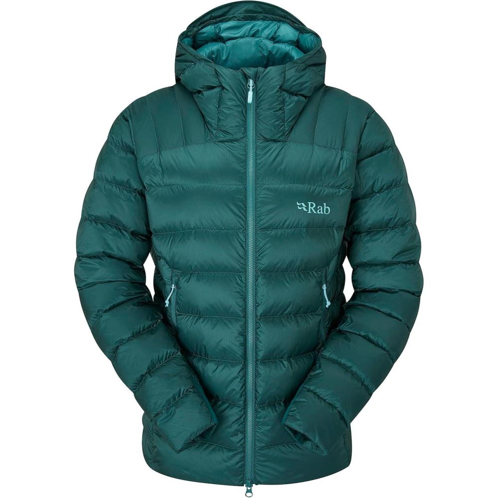imageRab Womens Electron Pro 800Fill Down Hooded Jacket for Climbing ampamp MountaineeringGreen Slate
