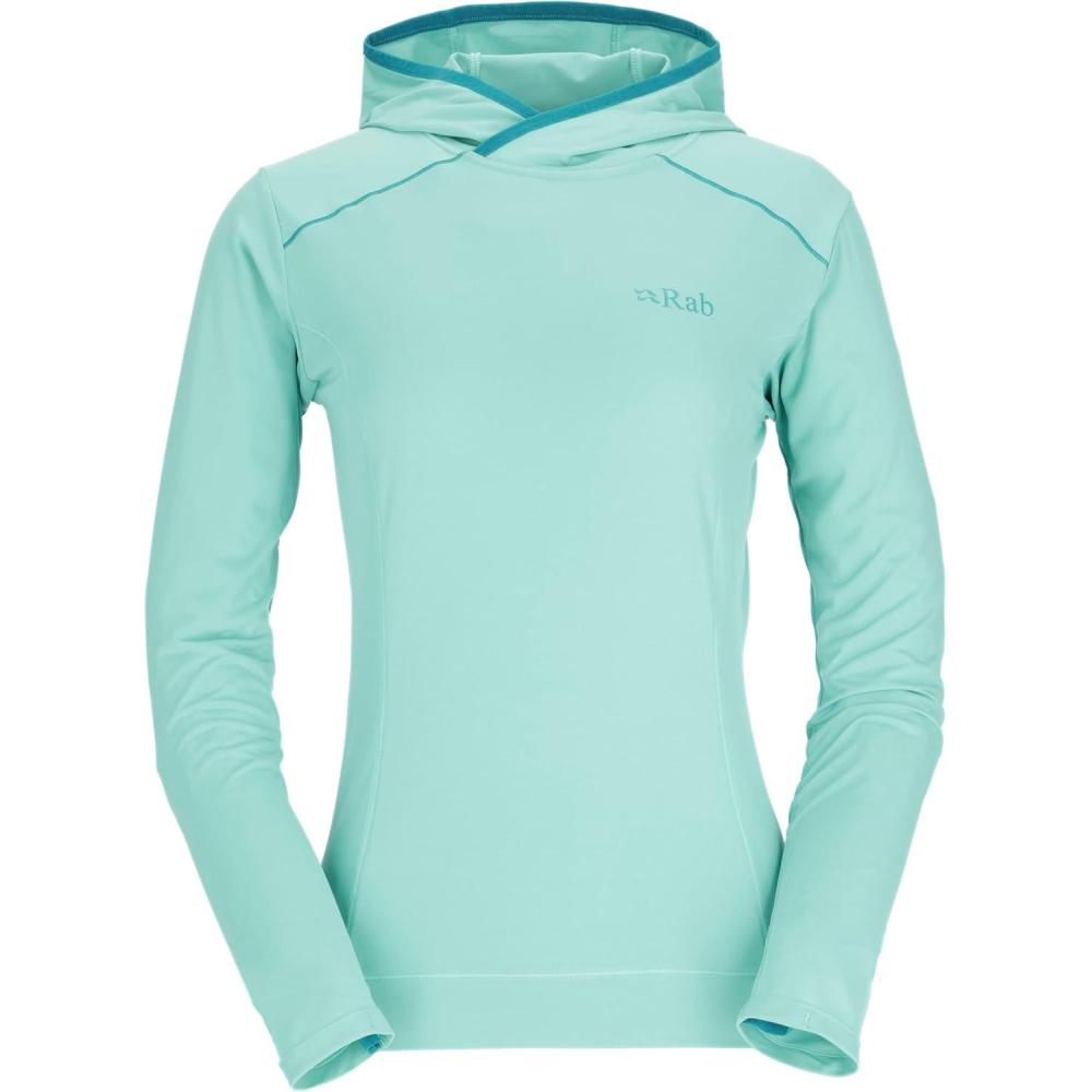 imageRab Womens Force Hoody  Lightweight LongSleeve Hooded Baselayer Shirt for Hiking Climbing ampamp Trail RunningMeltwater