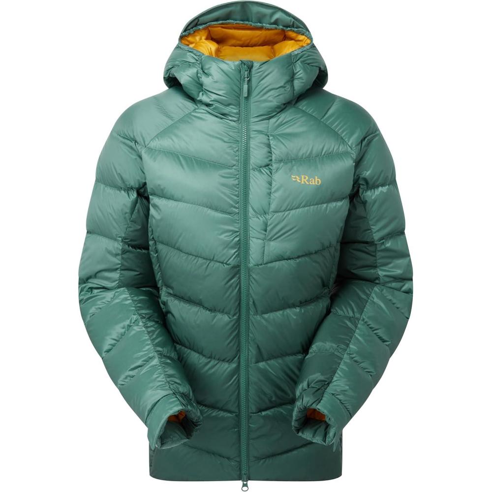imageRab Womens Glaceon Pro Jacket  Lightweight Down Coat for Hiking Climbing ampamp MountaineeringEucalyptusGreen Slate