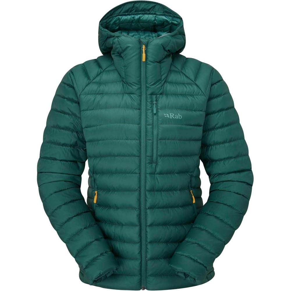 imageRab Womens Microlight Alpine 700Fill Down Hooded Puffer Jacket for Hiking ampamp SkiingGreen Slate