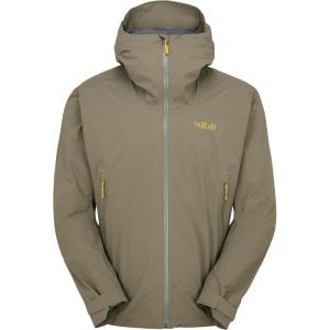 Rab Men’s Downpour Light Jacket – Lightweight Waterproof Hooded Coat for Hiking & Trekking(Light Khaki)