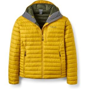 Rab Men’s Microlight Alpine 700-Fill Down Hooded Puffer Jacket for Hiking & Skiing(Dark Pollen)