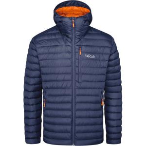 Rab Men’s Microlight Alpine 700-Fill Down Hooded Puffer Jacket for Hiking & Skiing(Deep Ink (Marmalade))