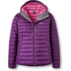 Rab Women’s Microlight Alpine 700-Fill Down Hooded Puffer Jacket for Hiking & Skiing(Mulberry)
