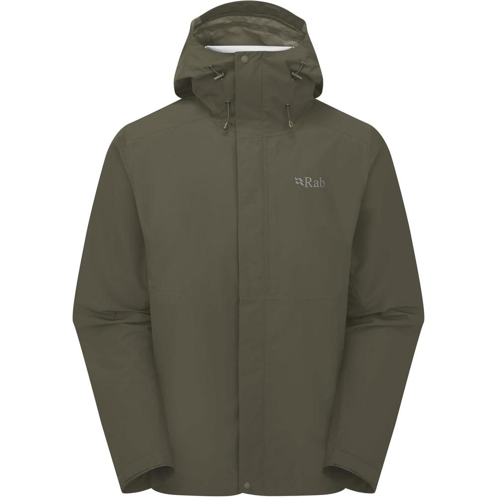 imageRab Mens Downpour Jacket  Lightweight Waterproof Hooded Coat for Hiking ampamp TrekkingArmy