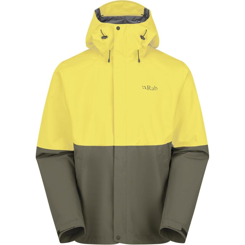 imageRab Mens Downpour Jacket Lightweight Waterproof Hooded Coat for Hiking ampamp TrekkingPollenArmy