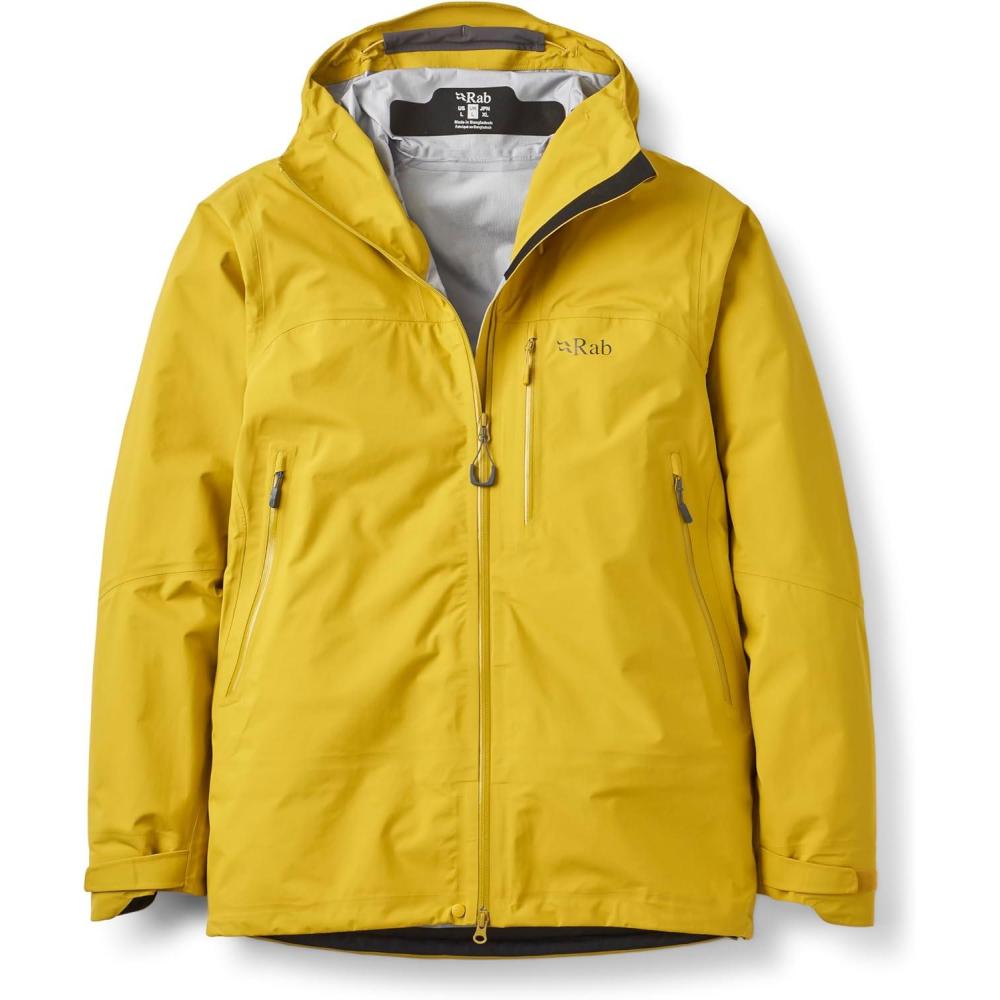 imageRab Mens Firewall Mountain Jacket  Lightweight Waterproof Hooded Coat for Climbing ampamp HikingDark Pollen
