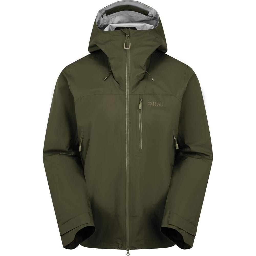 imageRab Mens Firewall Mountain Jacket  Lightweight Waterproof Hooded Coat for Climbing ampamp HikingOlive Olive