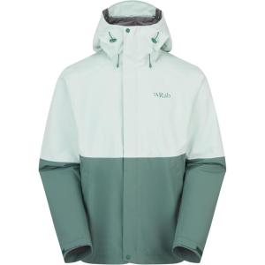 Rab Men’s Downpour Jacket – Lightweight Waterproof Hooded Coat for Hiking & Trekking(Cool Mint/Sage)