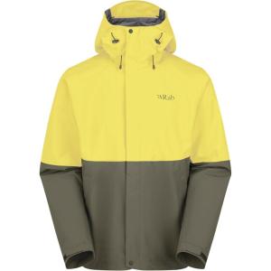 Rab Men’s Downpour Jacket – Lightweight Waterproof Hooded Coat for Hiking & Trekking(Pollen/Army)