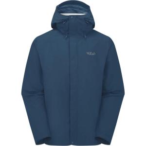 Rab Men’s Downpour Jacket – Lightweight Waterproof Hooded Coat for Hiking & Trekking(Tempest Blue)