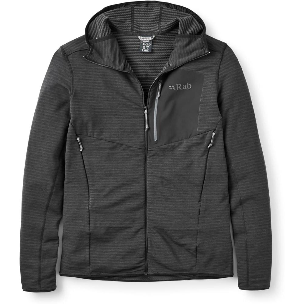 imageRab Mens Ascendor Light Hoody  Fleece Hooded FullZip Jacket for Climbing Skiing ampamp MountaineeringBlack