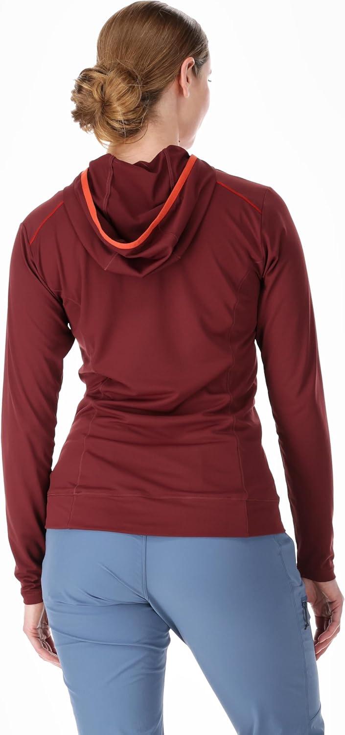 imageRab Womens Force Hoody Lightweight LongSleeve Hooded Baselayer Shirt for Hiking Climbing amp Trail RunningDeep Heather