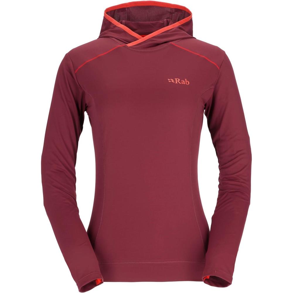 imageRab Womens Force Hoody Lightweight LongSleeve Hooded Baselayer Shirt for Hiking Climbing amp Trail RunningDeep Heather