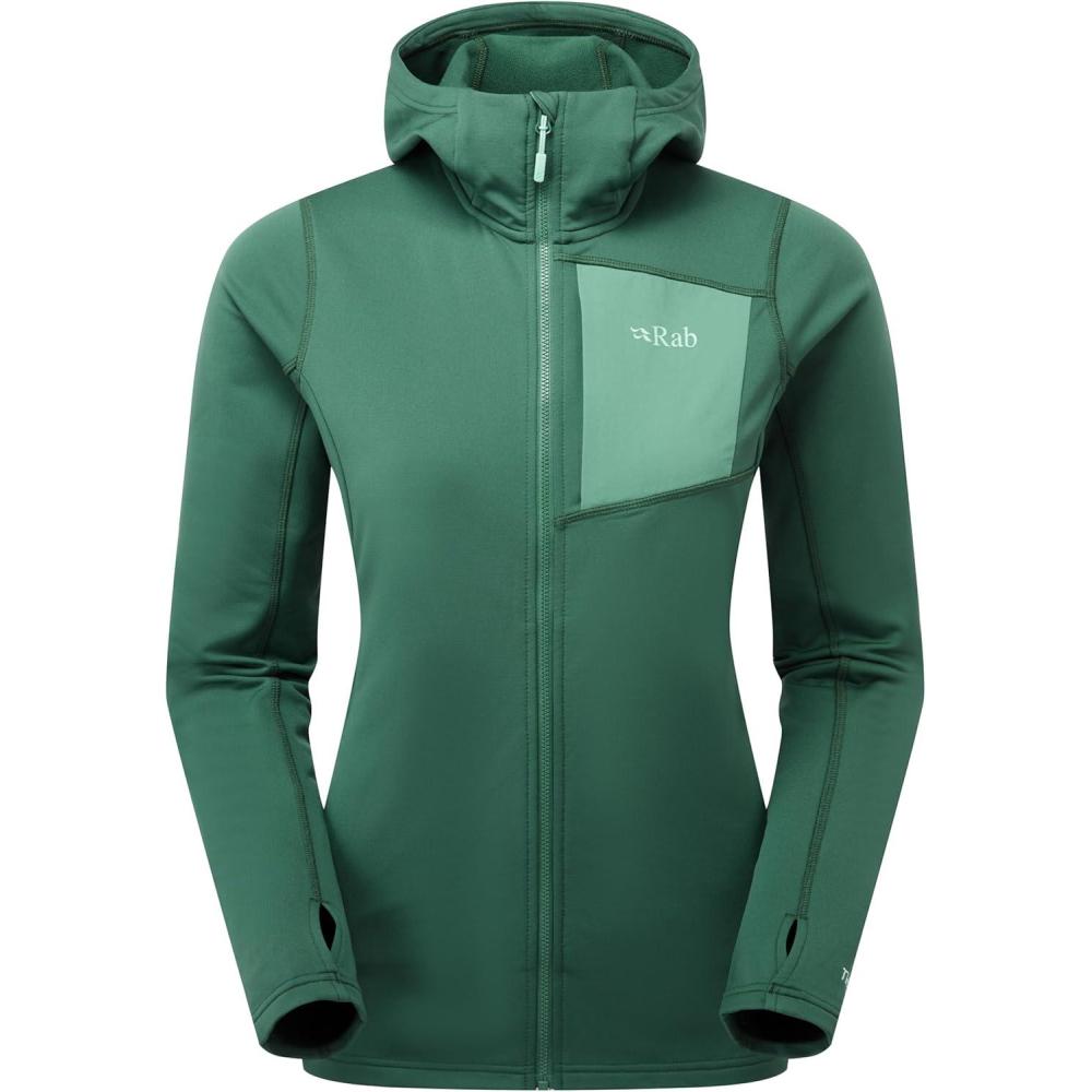 imageRab Womens Superflux Hoody Lightweight Fleece Jacket for Hiking amp ClimbingGreen Slate