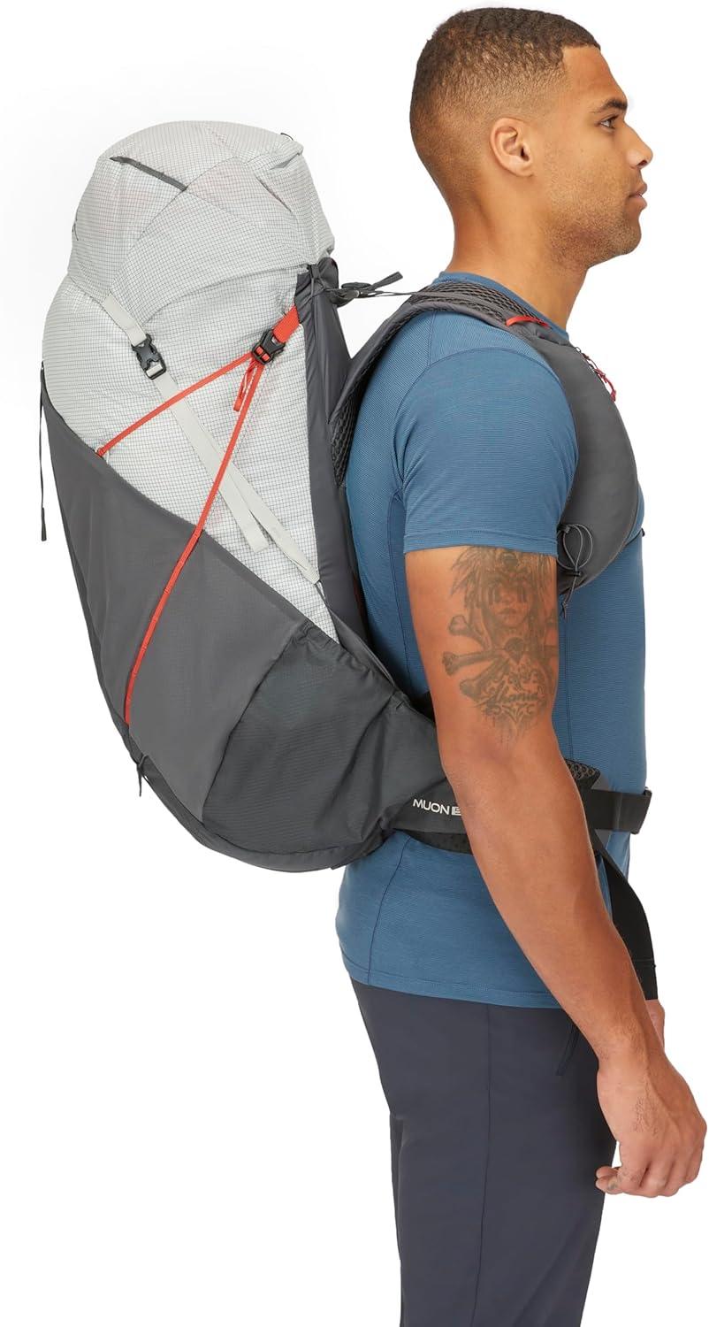 imageRab Muon Hiking Pack Lightweight Durable Backpack for Hiking Trekking amp Backpacking Black 40Liter Back Length MediumPewterGraphene