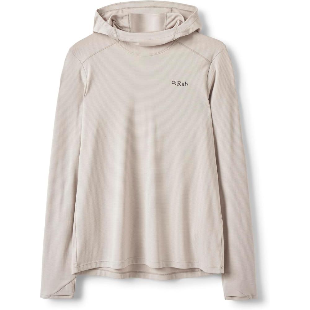 imageRab Womens Force Hoody  Lightweight LongSleeve Hooded Baselayer Shirt for Hiking Climbing amp Trail RunningPebble