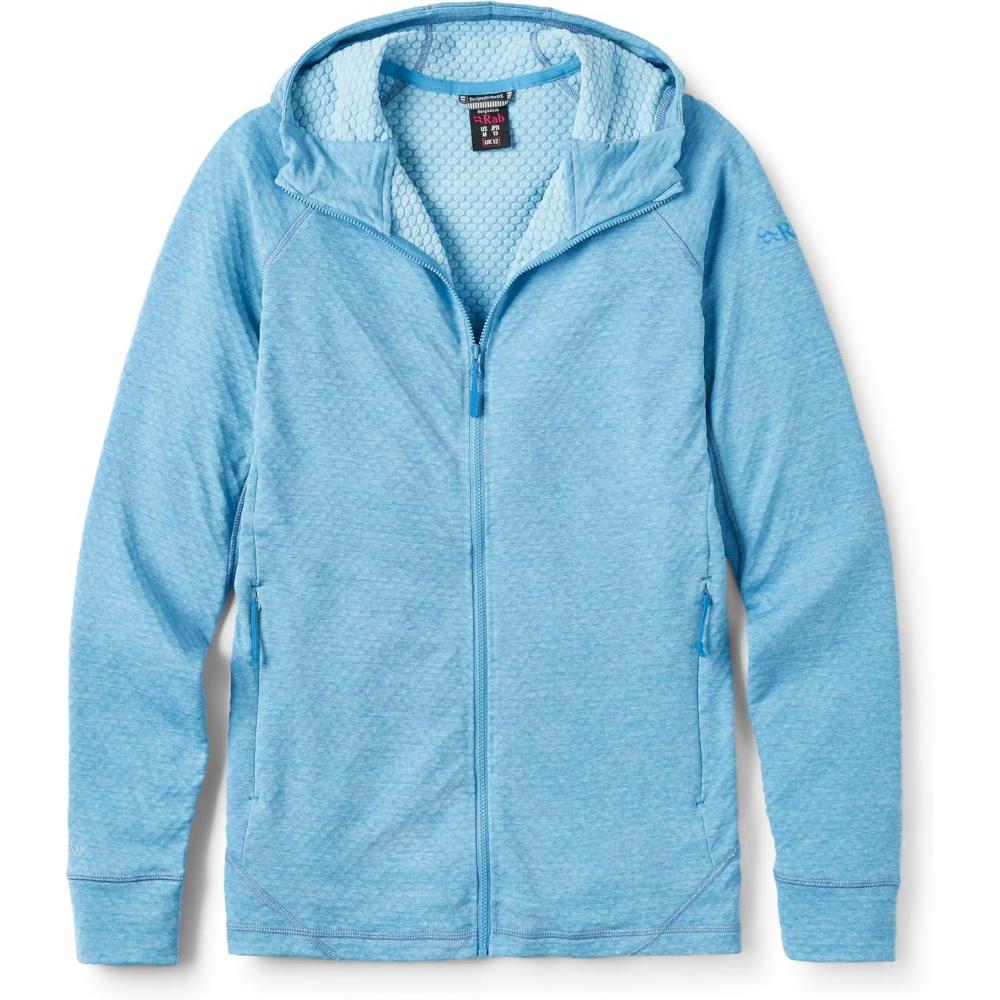 imageRab Womens Nexus Hoody  FullZip Lightweight Fleece Jacket for Hiking amp ClimbingBluebird