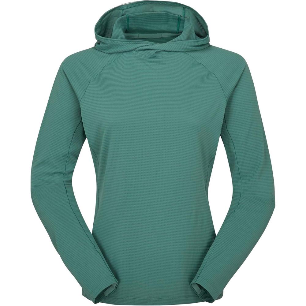 imageRab Womens Sonic Hoody  Lightweight Breathable Baselayer Shirt for Hiking amp Trail RunningEucalyptus