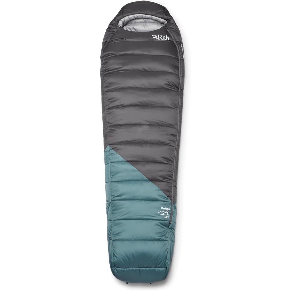 imageRab Mens Radeon Sleeping Bag  Synthetic Lightweight Warm Mummy Sleep Sack for Camping amp BackpackingSageGraphene