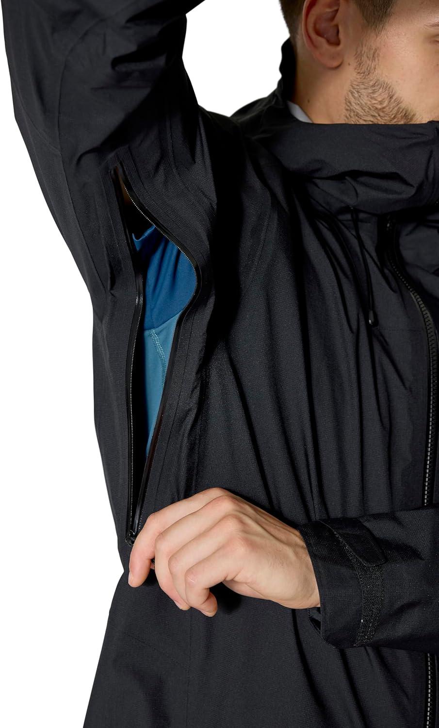 imageRab Mens Firewall Alpine Jacket Ultralight Waterproof Hooded Coat for Climbing amp HikingBlack