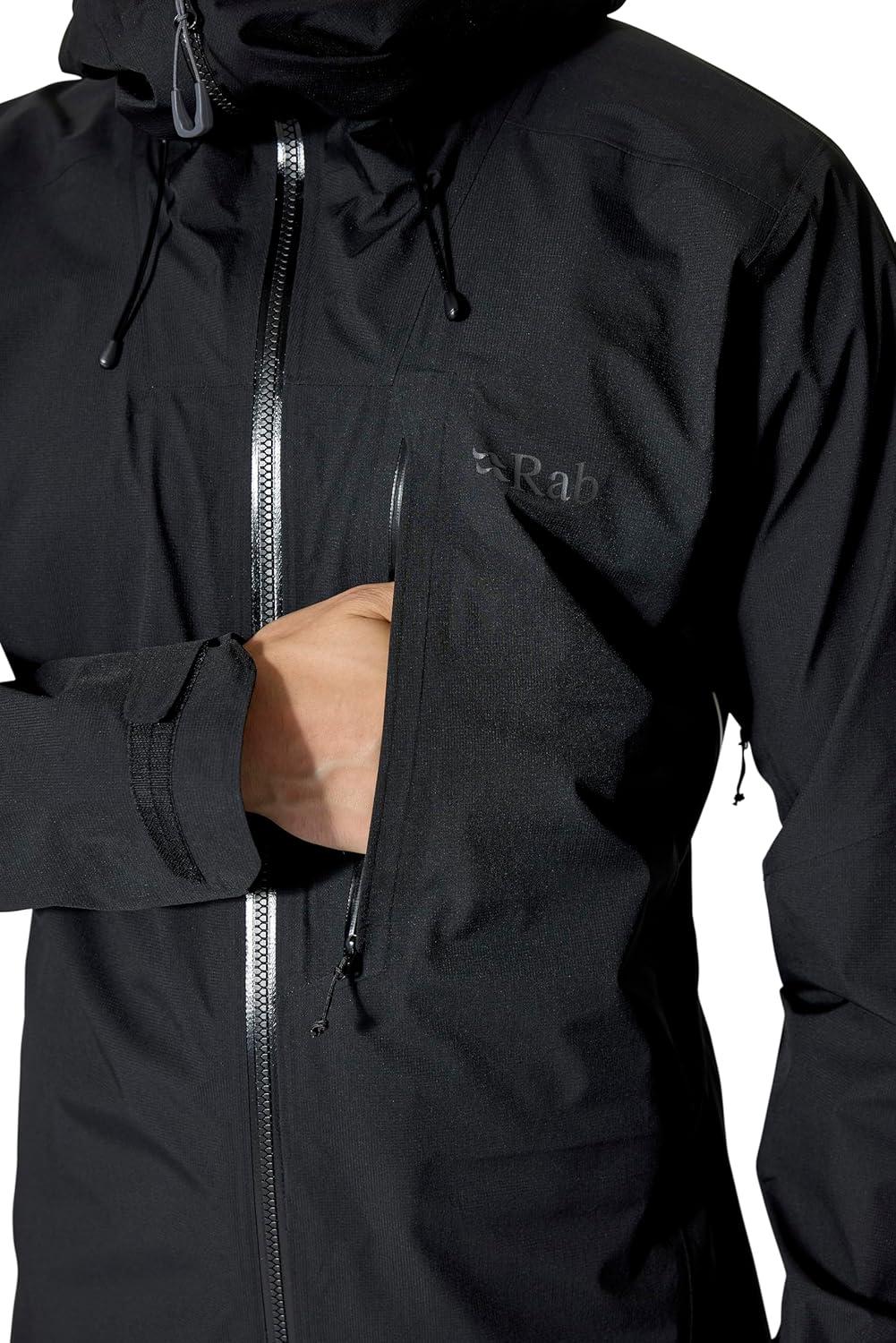 imageRab Mens Firewall Alpine Jacket Ultralight Waterproof Hooded Coat for Climbing amp HikingBlack